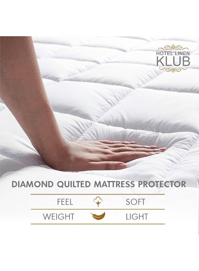 هوتيل لينين كلوب واقي فراش مبطن مزيج القطن أبيض 90x190سم - Image 4