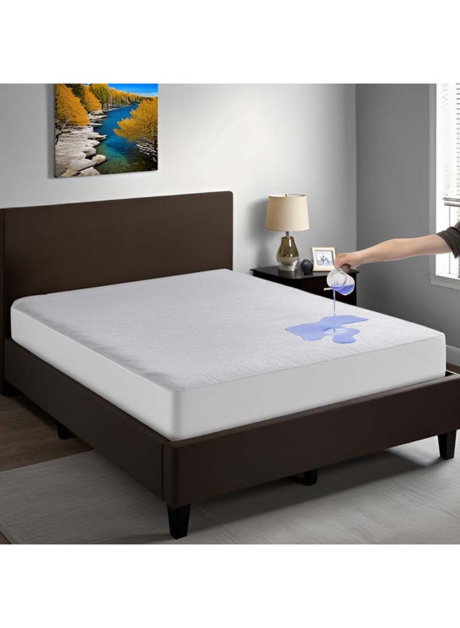 Hotel Linen Klub - 100% Waterproof Mattress Protector - Cotton Terry White, Ultra Soft Fitted Bed Protector, 180x200cm Cotton White - Image 1