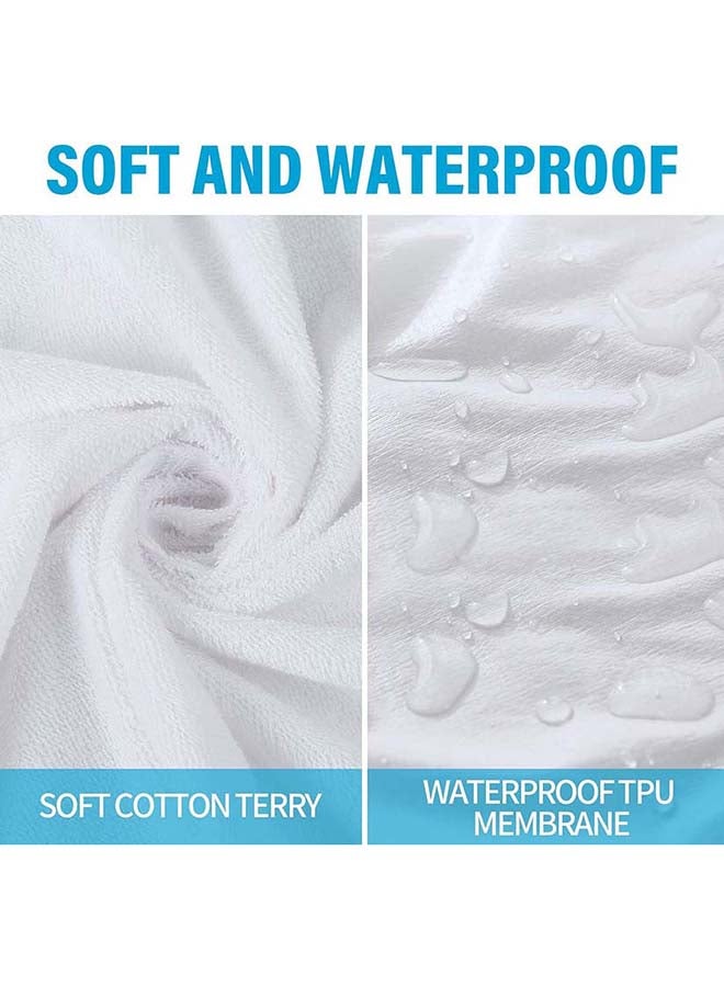 Hotel Linen Klub - 100% Waterproof Mattress Protector - Cotton Terry White, Ultra Soft Fitted Bed Protector, 180x200cm Cotton White - Image 1
