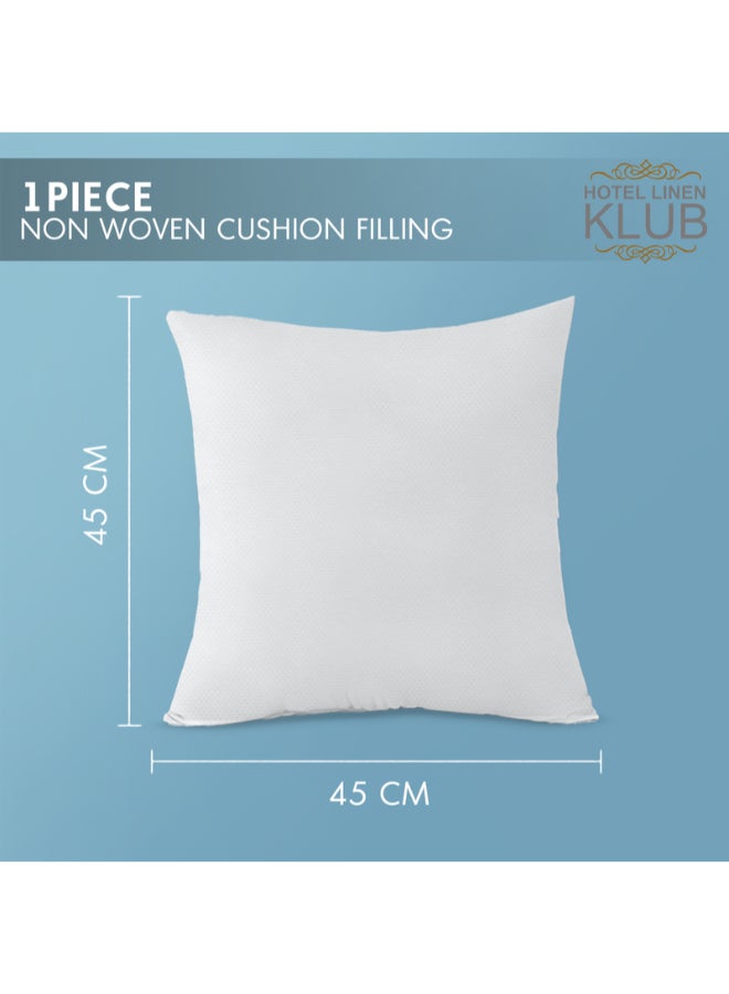 Hotel Linen Klub - 1-Piece Cushion Filler 45x45 cm – 350 Grams Filling – Soft & Fluffy Insert with Non-Woven Outer Fabric – Ideal for Sofa, Chair & Decorative Use Microfiber White 45x45cm - Image 1