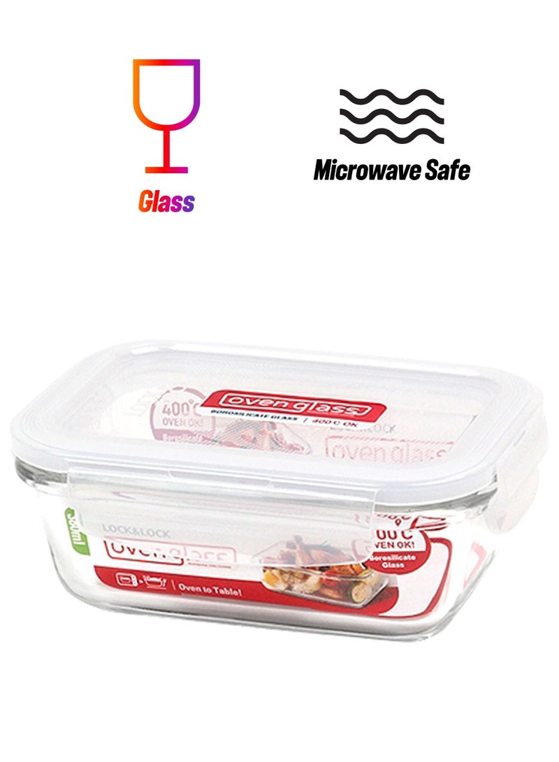 لوك اند لوك حاوية للطعام من زجاج بورسيل مقاوم للحرارة شفاف 380ملليلتر - Image 1