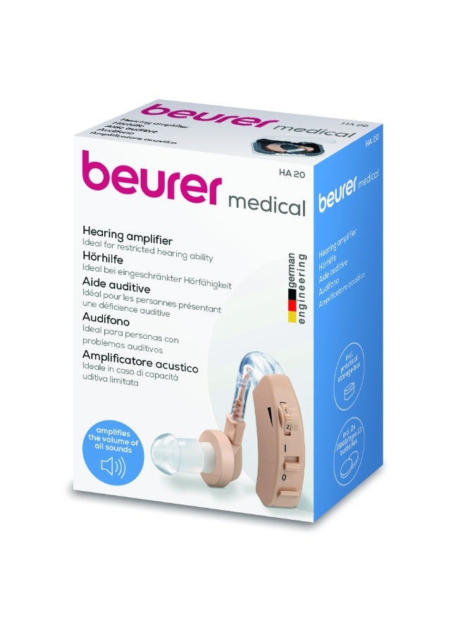 Beurer HA 20 Hearing Noise Amplifier With Ergonomic Fit Behind The Ear, Individual Adjustment To The Ear Canal, Volume Continuously Adjustable - Nude  - Image 4