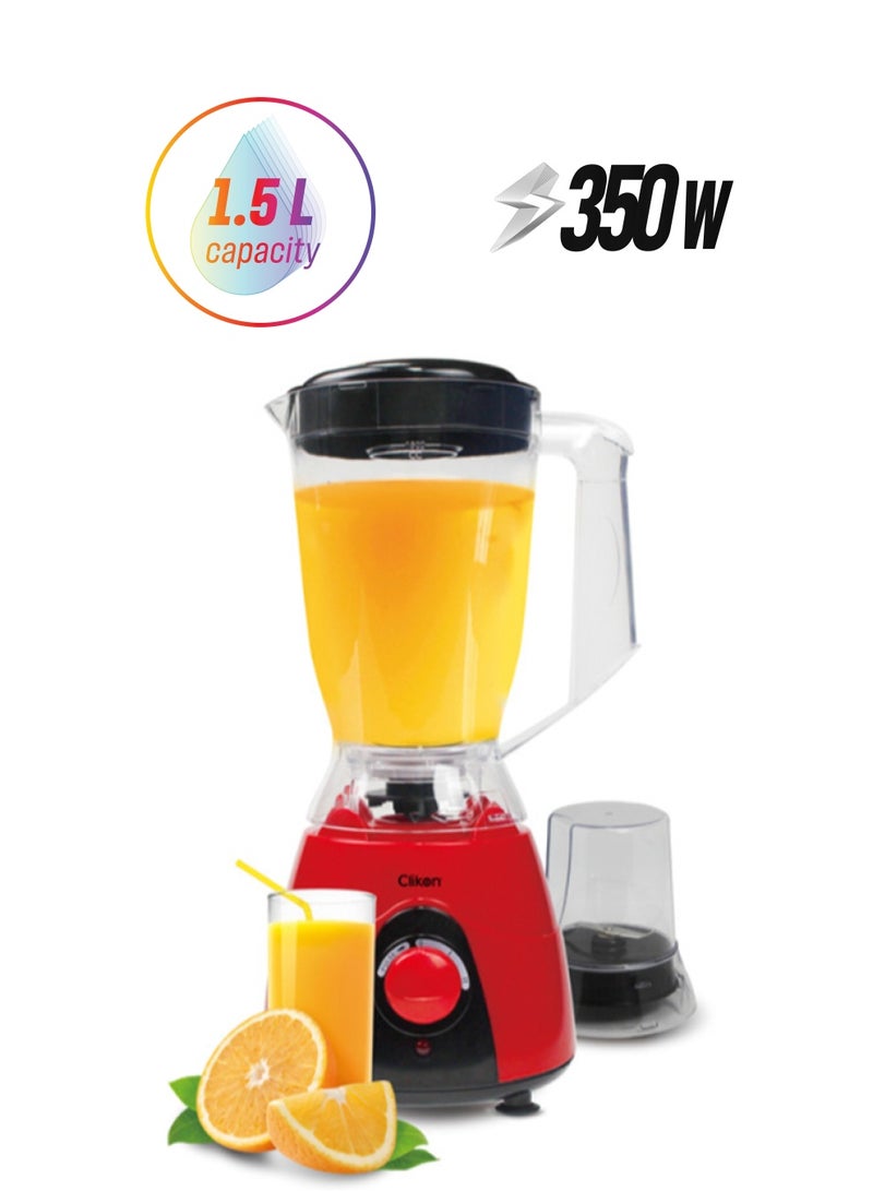كليكون خلاط كهربائي 2 في 1 1.5 L 350 W CK2152 أحمر/شفاف/أسود  - Image 1