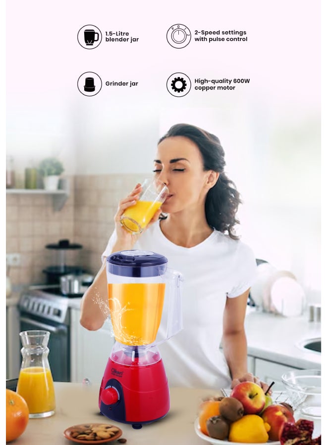 كليكون خلاط كهربائي 2 في 1 1.5 L 350 W CK2152 أحمر/شفاف/أسود - Image 2