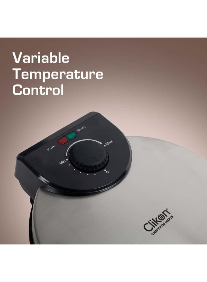 Clikon - 8-Inch Electric Chapati Maker 900 W CK2430 Black/Silver - Image 1