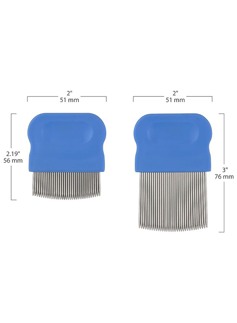 Ezy Dose Lice Removal Combs Complete Removal Of Lice, Nits And Eggs Pack Of Two - Short Pin For Lice And Eggs & Long Pin For Nits Blue Pack Of 2  - Image 2