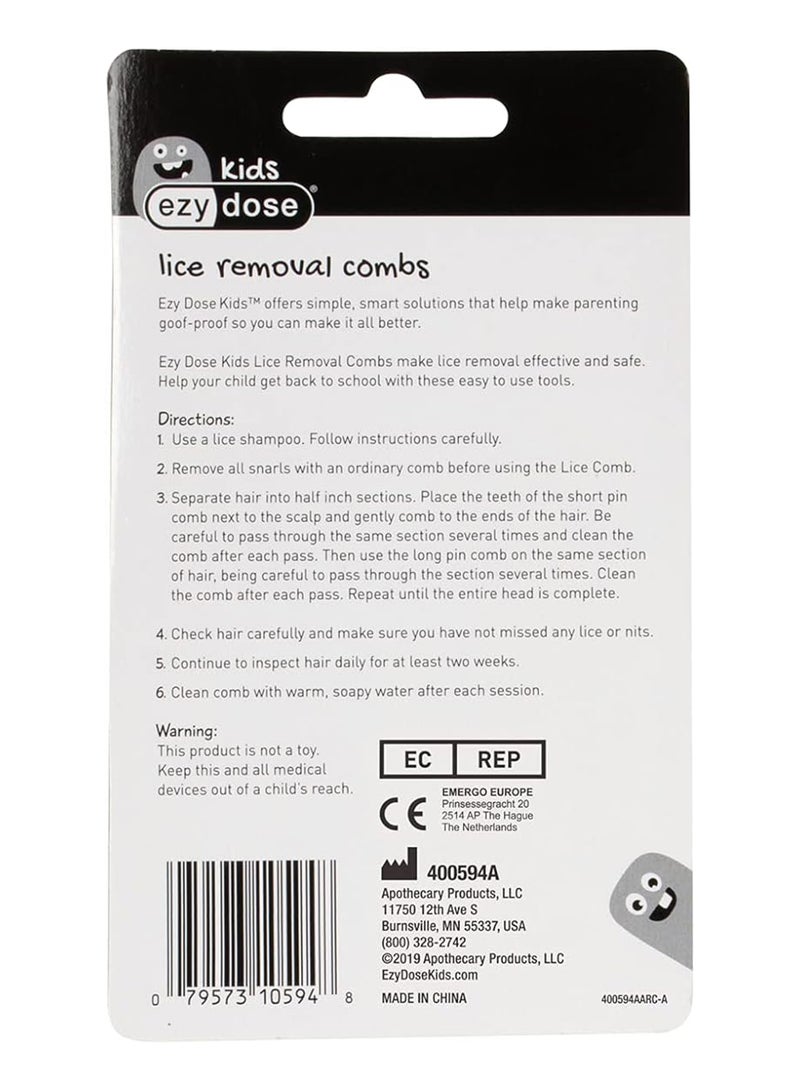 Ezy Dose Lice Removal Combs Complete Removal Of Lice, Nits And Eggs Pack Of Two - Short Pin For Lice And Eggs & Long Pin For Nits Blue Pack Of 2  - Image 5