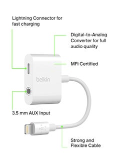 belkin Dual functionality to listen to 3.5 mm Audio and charge at the same time. White  - Image 3