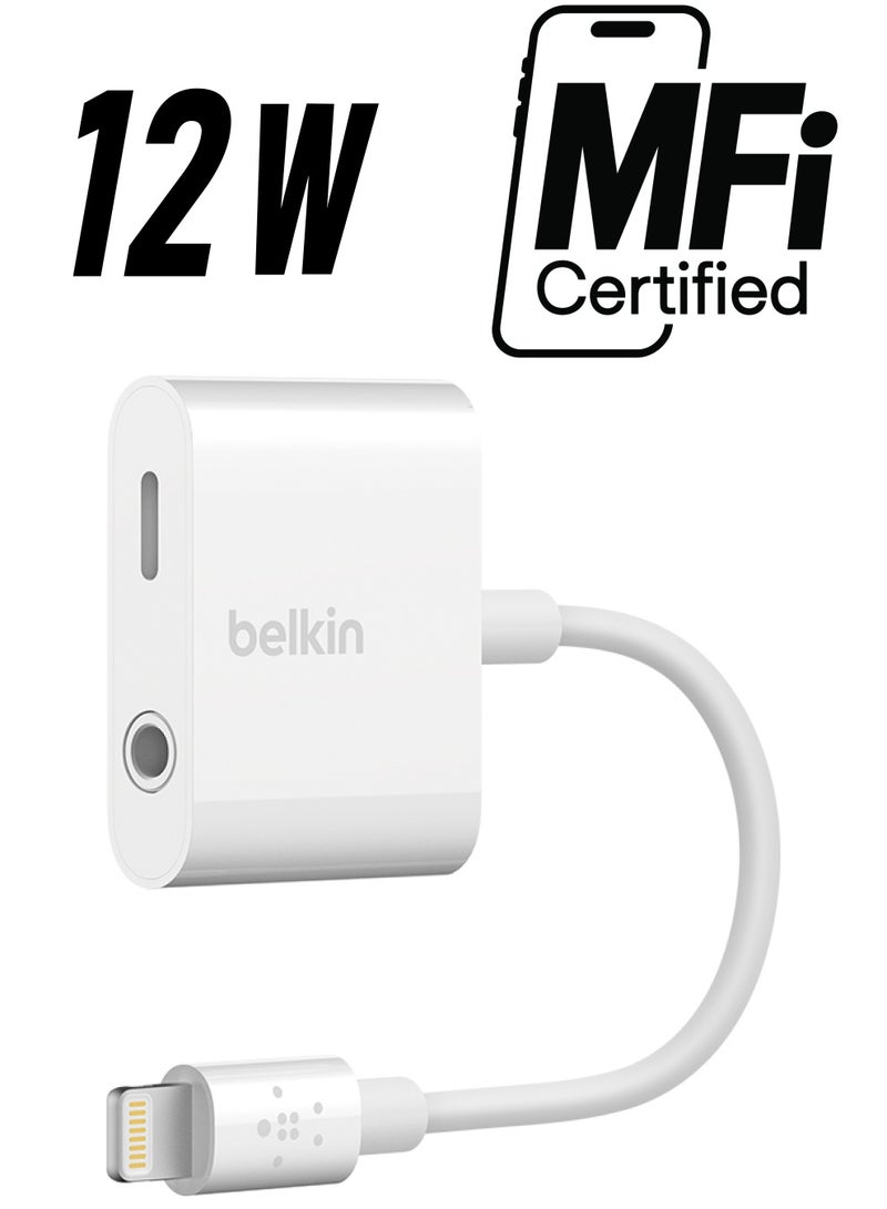 belkin Dual functionality to listen to 3.5 mm Audio and charge at the same time. White  - Image 1