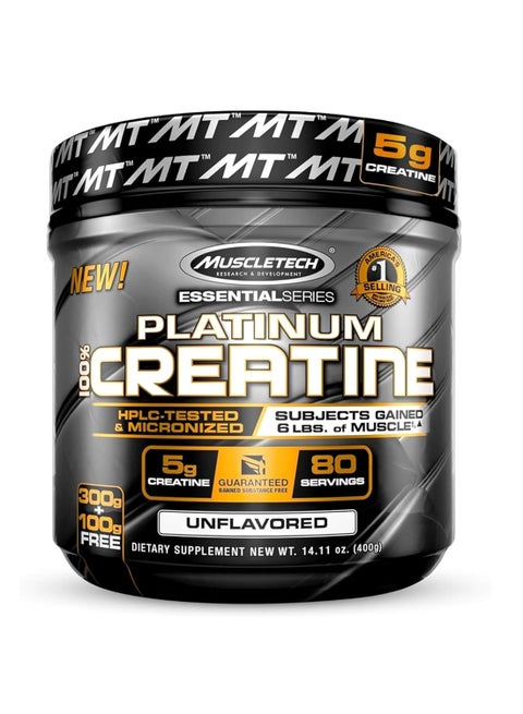 Essential Series Platinum 100% Creatine Micronized And Hplc-tested Unflavored 80 Servings 400g