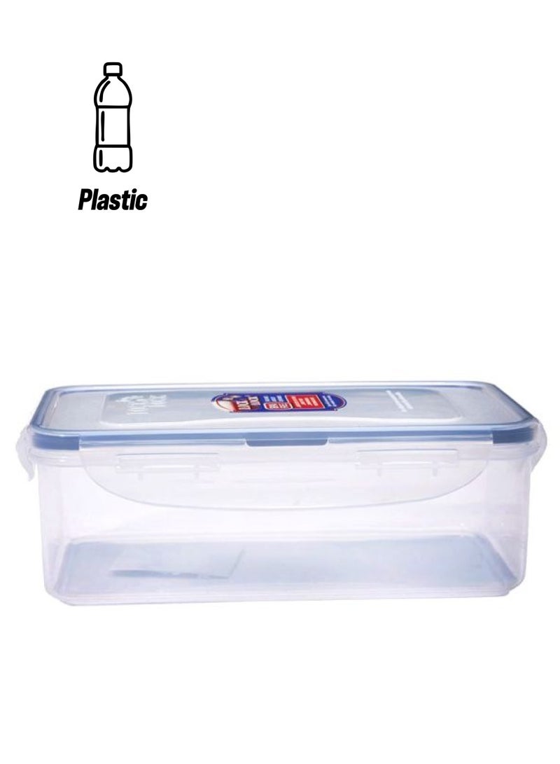 لوك اند لوك علبة طعام بلاستيكية مستطيلة الشكل شفاف/أزرق 20.5x6.9x13.4سم - Image 1