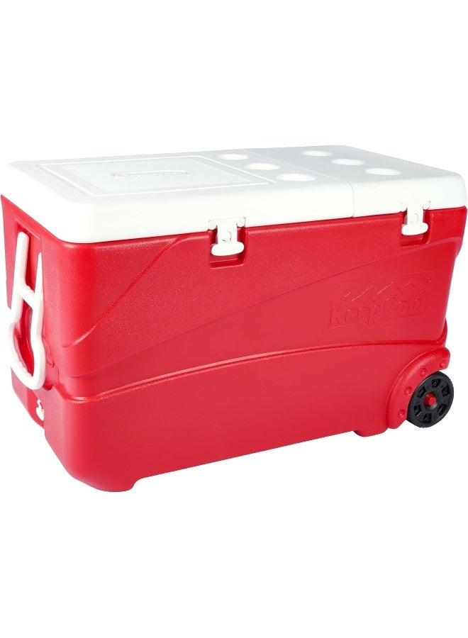 Cosmoplast Keep Cold Plastic Cooler Icebox Deluxe 102 Liters With Wheels Red 102.0Liters  - Image 1