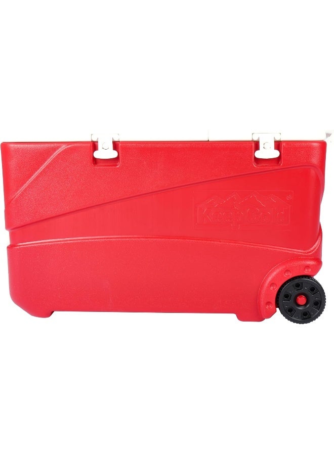 Cosmoplast Keep Cold Plastic Cooler Icebox Deluxe 102 Liters With Wheels Red 102.0Liters  - Image 2