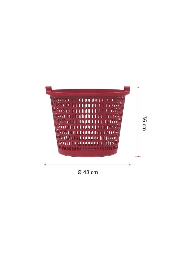 Cosmoplast - Plastic Wide Laundry Bin 50L with Handle Grips Dark Red 50.0Liters - Image 1