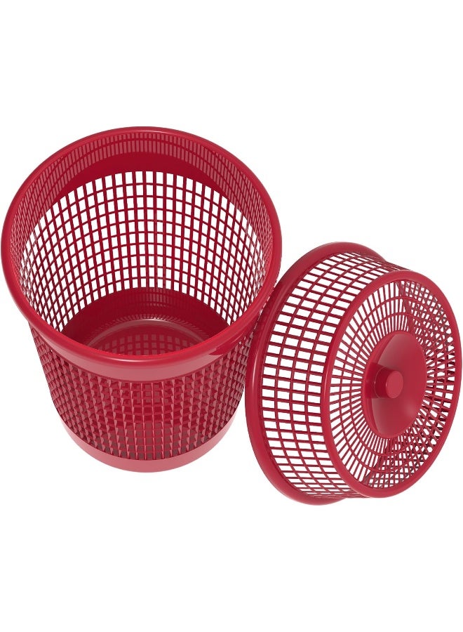 Cosmoplast Plastic Round Laundry Bin With Lid 65L Dark Red 65.0Liters  - Image 5