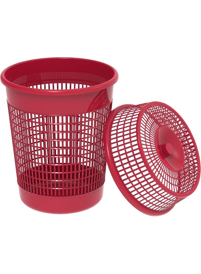 Cosmoplast Plastic Round Laundry Bin With Lid 65L Dark Red 65.0Liters  - Image 4