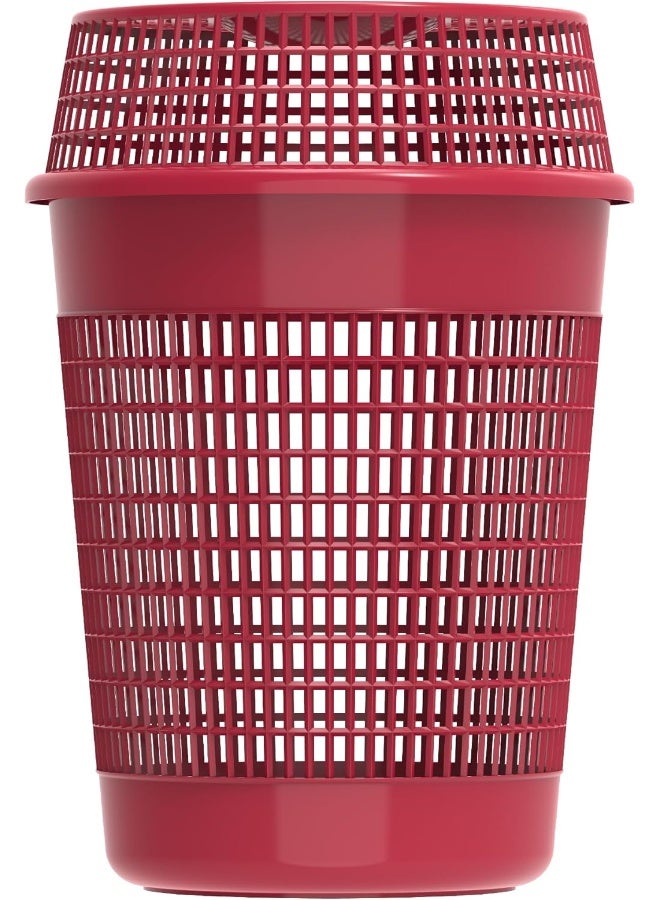 Cosmoplast Plastic Round Laundry Bin With Lid 65L Dark Red 65.0Liters  - Image 2
