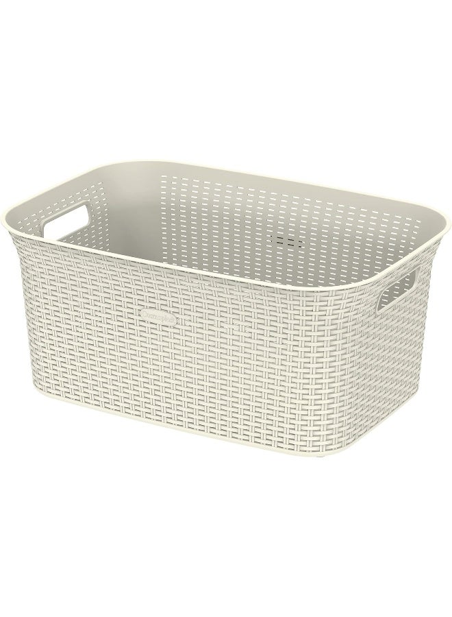 Cosmoplast - 50L Cedarattan Laundry Basket, Off White Off White 50.0Liters - Image 1