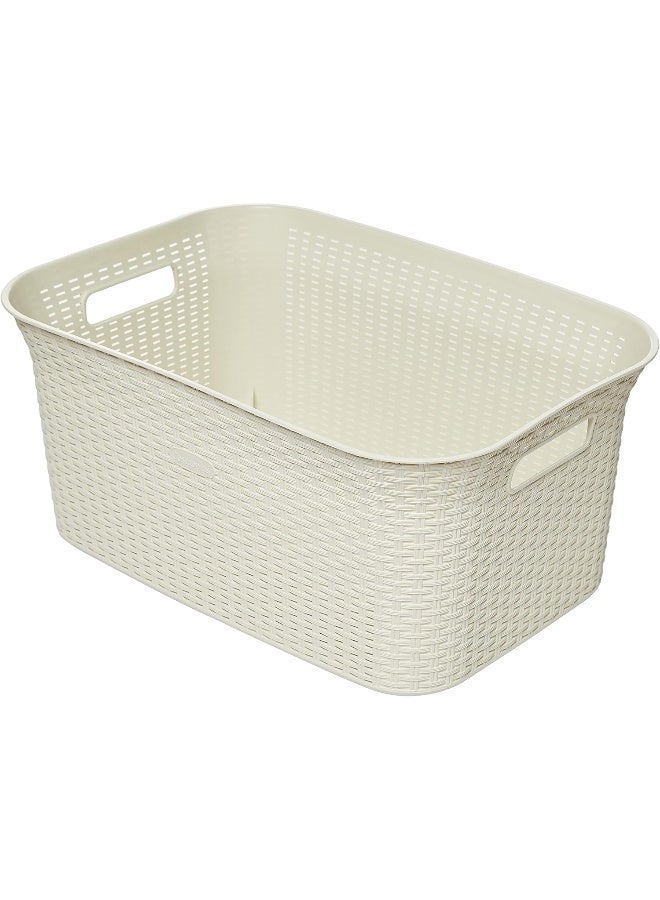 Cosmoplast - 50L Cedarattan Laundry Basket, Off White Off White 50.0Liters - Image 1