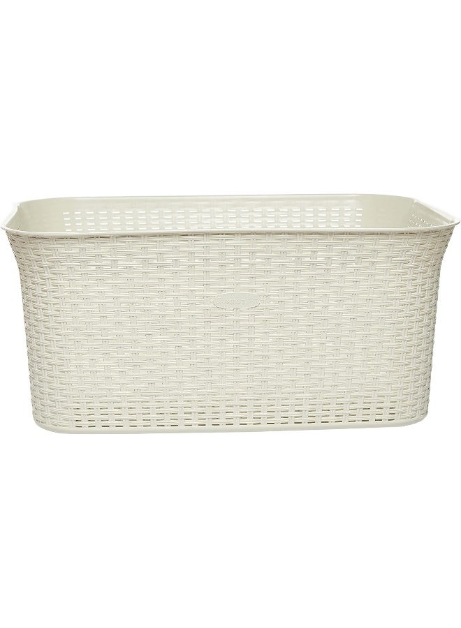 Cosmoplast - 50L Cedarattan Laundry Basket, Off White Off White 50.0Liters - Image 1