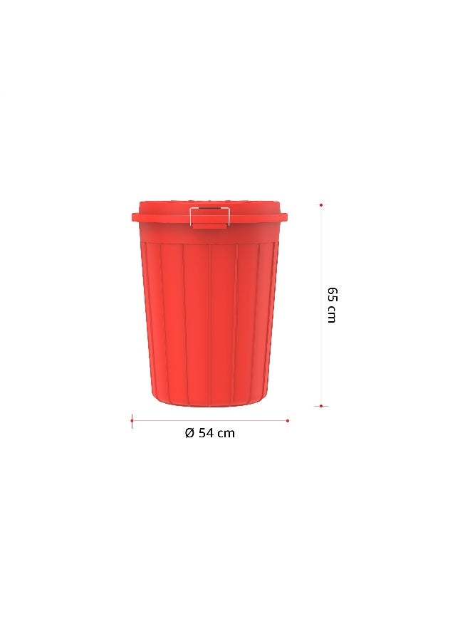 Cosmoplast 100L Round Plastic Drum With Lid (Red) Ivory  - Image 3