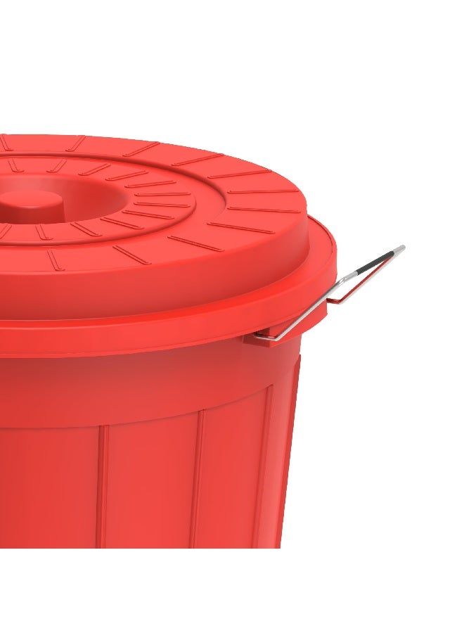 Cosmoplast - 100L Round Plastic Drum With Lid (Red) Ivory - Image 1
