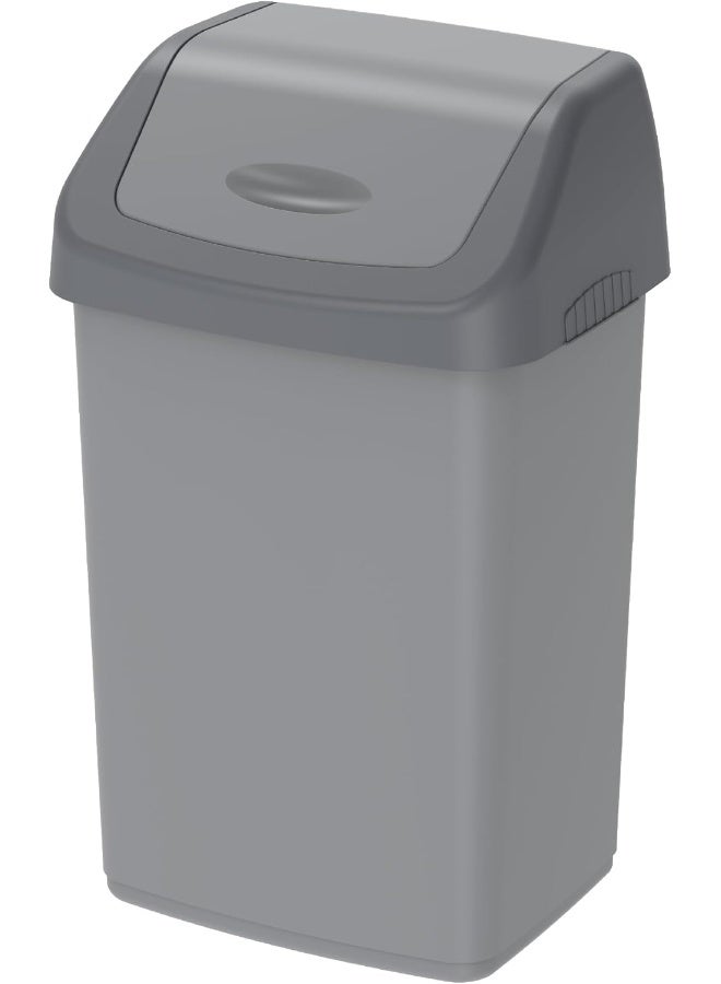 Cosmoplast 46L Flip-Top plastic Waste Bin with Swing Lid (Pearl Grey) Pearl Grey 46.0Liters  - Image 1