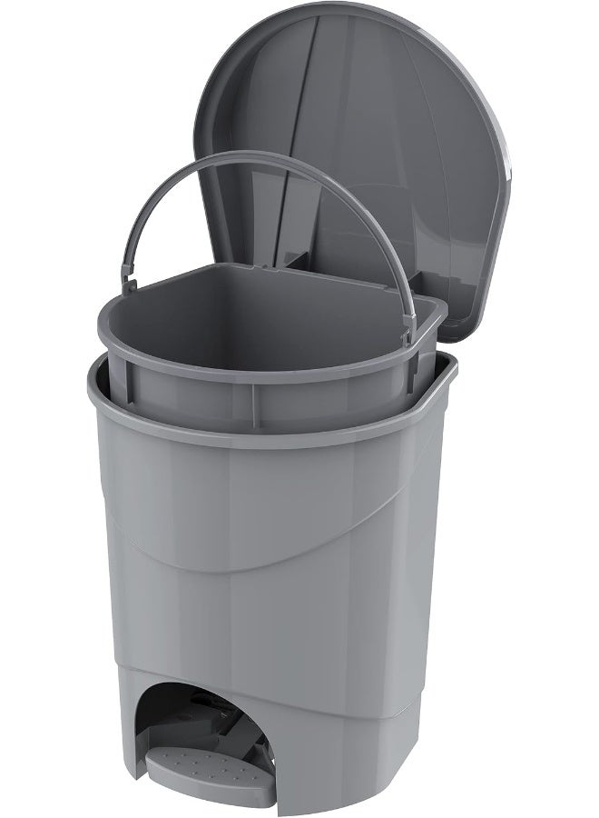 Cosmoplast - 15L  Pedal Waste Bin   Plastic  31 X W 32 X H 39 Cm Pearl Grey 15.0Liters - Image 1