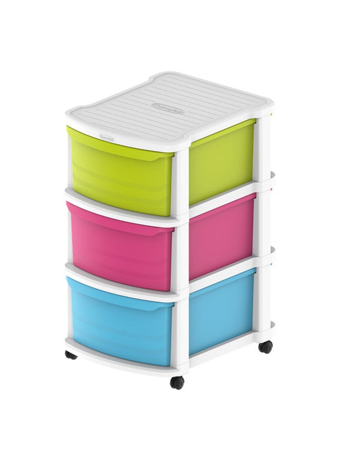 Cosmoplast 3 Tiers Multipurpose Storage Cabinet With Wheels  White Mix Drawers White Mix 52x42x70cm  - Image 1