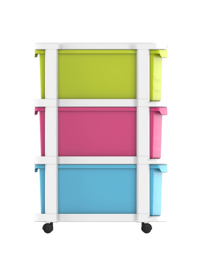 Cosmoplast 3 Tiers Multipurpose Storage Cabinet With Wheels  White Mix Drawers White Mix 52x42x70cm  - Image 3