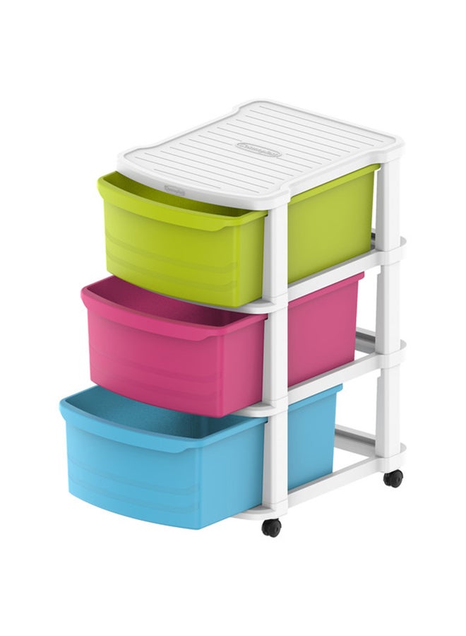 Cosmoplast 3 Tiers Multipurpose Storage Cabinet With Wheels  White Mix Drawers White Mix 52x42x70cm  - Image 2