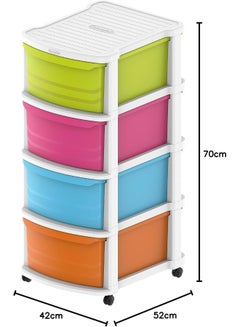 Cosmoplast Plastic Multipurpose 4 Drawer Storage Cabinet - White Mix White Mix 52x42x70cm  - Image 2