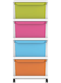 Cosmoplast Plastic Multipurpose 4 Drawer Storage Cabinet - White Mix White Mix 52x42x70cm  - Image 4