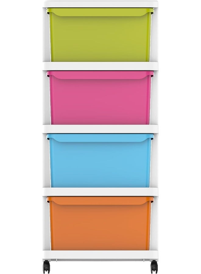 Cosmoplast - Plastic Multipurpose 4 Drawer Storage Cabinet - White Mix White Mix 52x42x70cm - Image 1