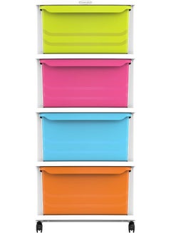 Cosmoplast Plastic Multipurpose 4 Drawer Storage Cabinet - White Mix White Mix 52x42x70cm  - Image 3