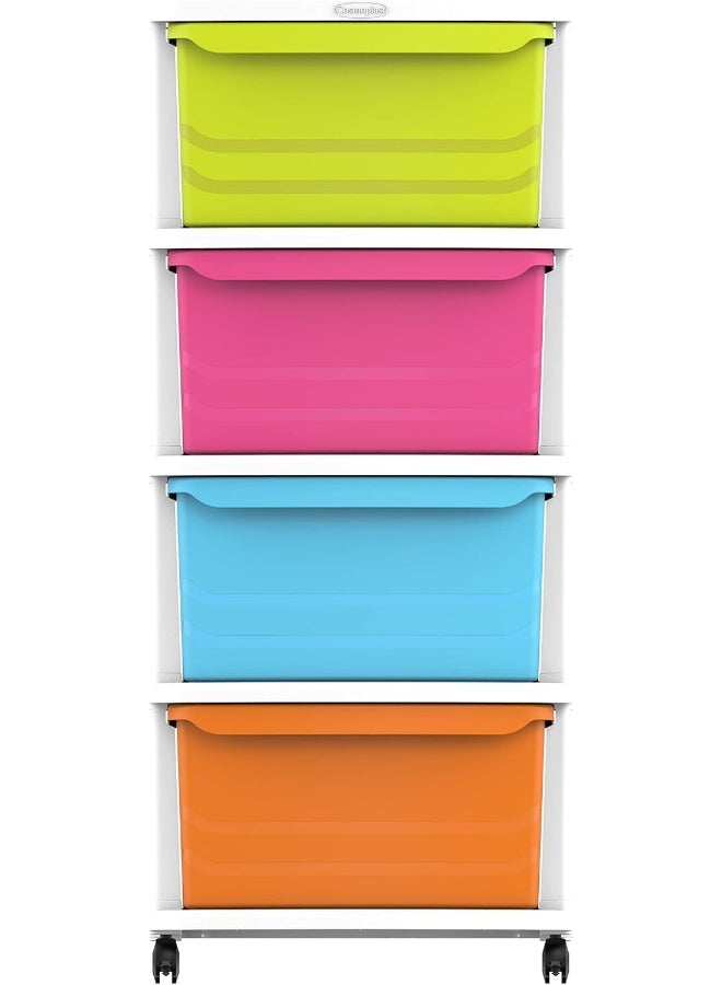 Cosmoplast - Plastic Multipurpose 4 Drawer Storage Cabinet - White Mix White Mix 52x42x70cm - Image 1
