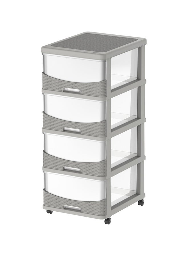 Cosmoplast Cedarattan 4 Tier Storage 92x50x40cm Cabinet with Wheels & Drawers(Grey) Curver Grey 92x50x40cm  - Image 1