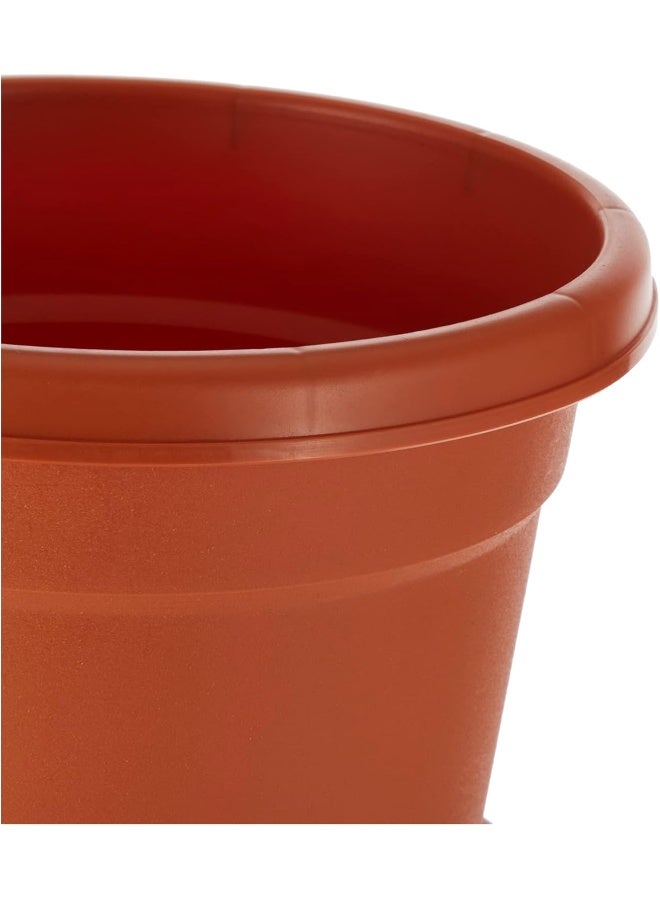 Cosmoplast 8" Plastic Round Flowerpot with Tray (Terracotta) Terracotta  - Image 2