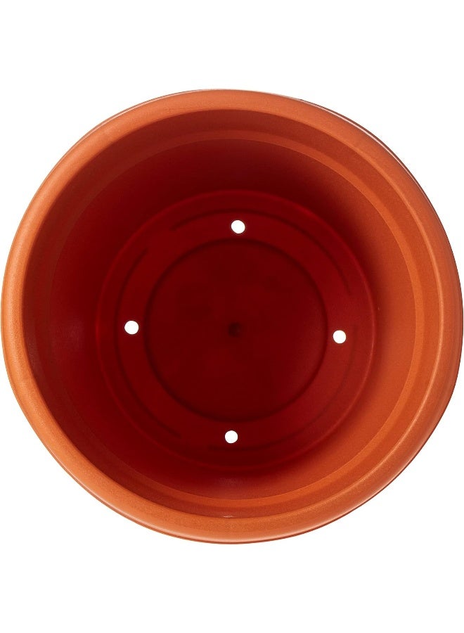Cosmoplast 8" Plastic Round Flowerpot with Tray (Terracotta) Terracotta - Image 2