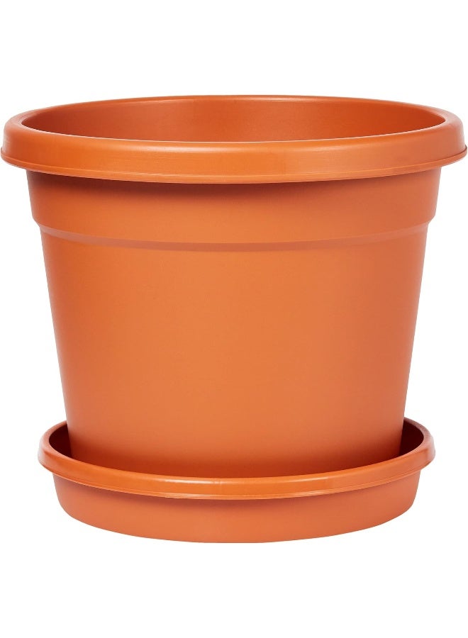Cosmoplast 10" Flower Pot  with Tray- Terracota Terracota  - Image 1
