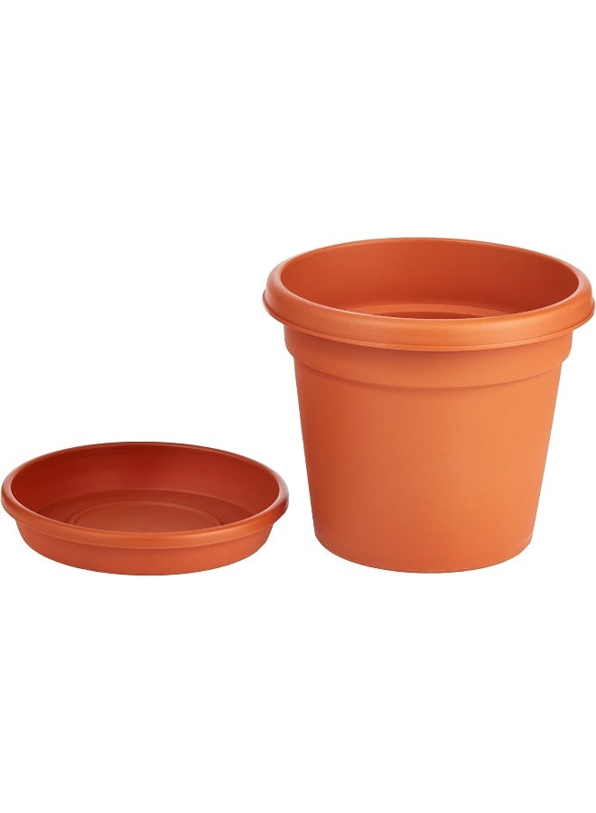 Cosmoplast 10" Flower Pot  with Tray- Terracota Terracota  - Image 2