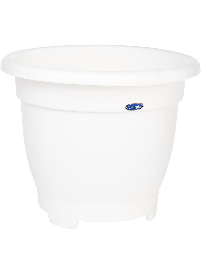 Cosmoplast Round Flowerpot with Tray  Plastic  IFFP20049WH 60 Liter White 20inch  - Image 1