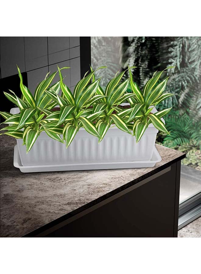 Cosmoplast 25" Large Exotica Planter with Tray (White) White - Image 3
