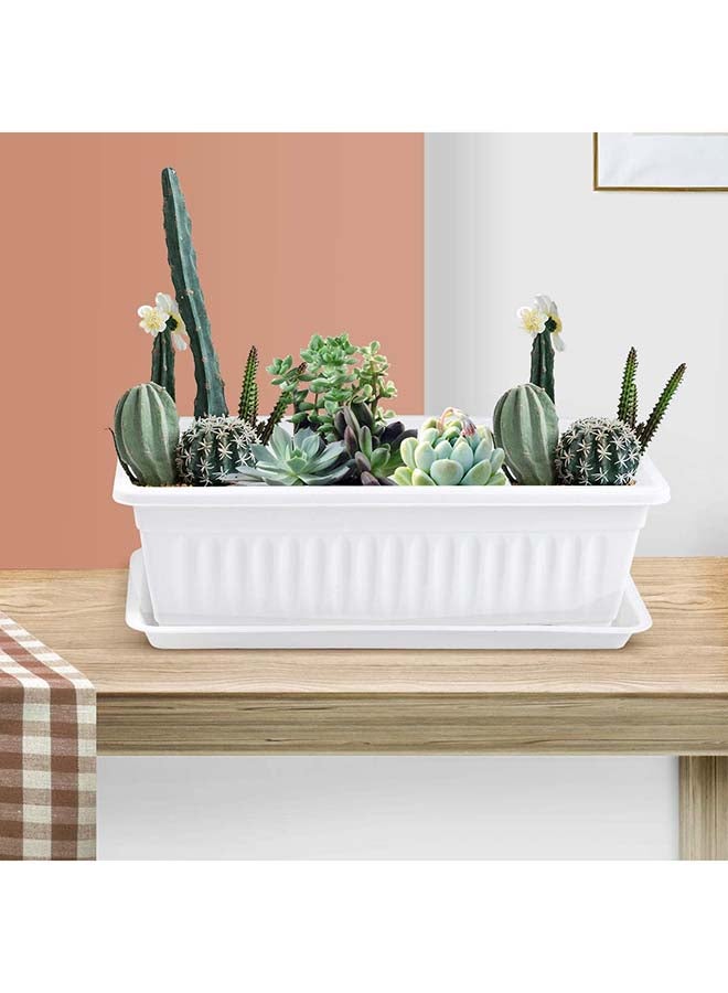 Cosmoplast 25" Large Exotica Planter with Tray (White) White - Image 5