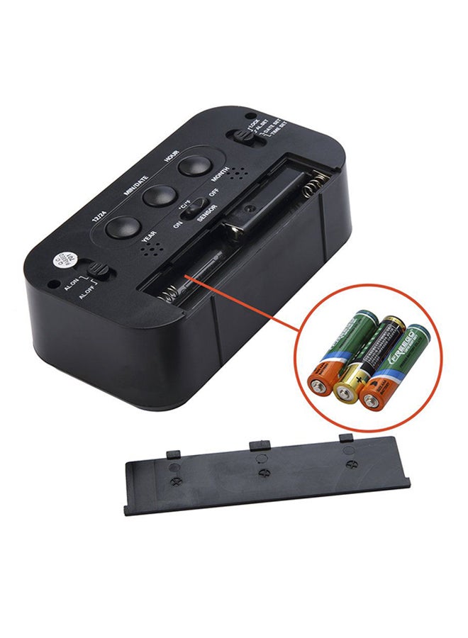 ساعة منبه LED رقمية إلكترونية، تًظهر الحرارة والتقويم أسود - Image 2