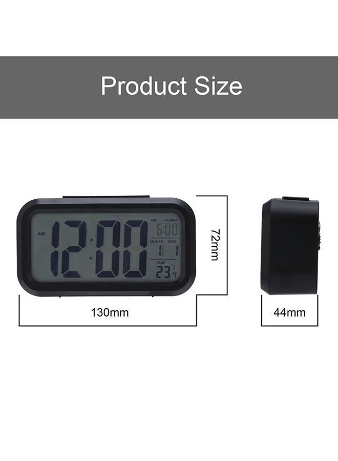 ساعة منبه LED رقمية إلكترونية، تًظهر الحرارة والتقويم أسود - Image 3