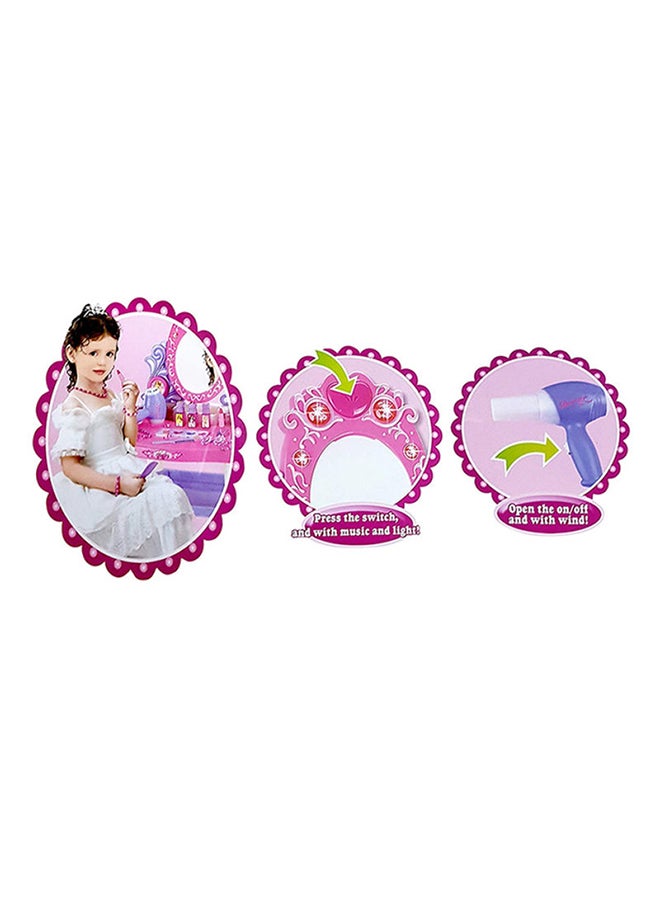 Lightweight Compact Pretend Beauty Dresser Vanity Makeup Play Set For Girls 62x33x64cm - Image 5