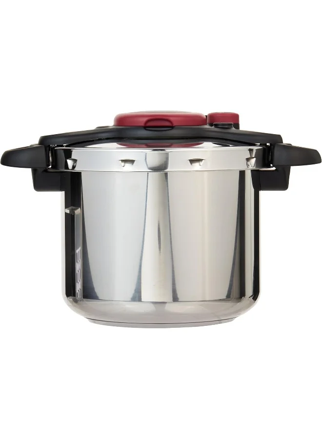Tefal TEFAL Pressure Cooker | ClipsoMinut’® Easy 9 L | Stainless Steel Pressure Cooker | All Stovetops | Fast | Healthy Cooking | Safe | 2 Years Warranty | P4624966 Black and Silver 9.0Liters