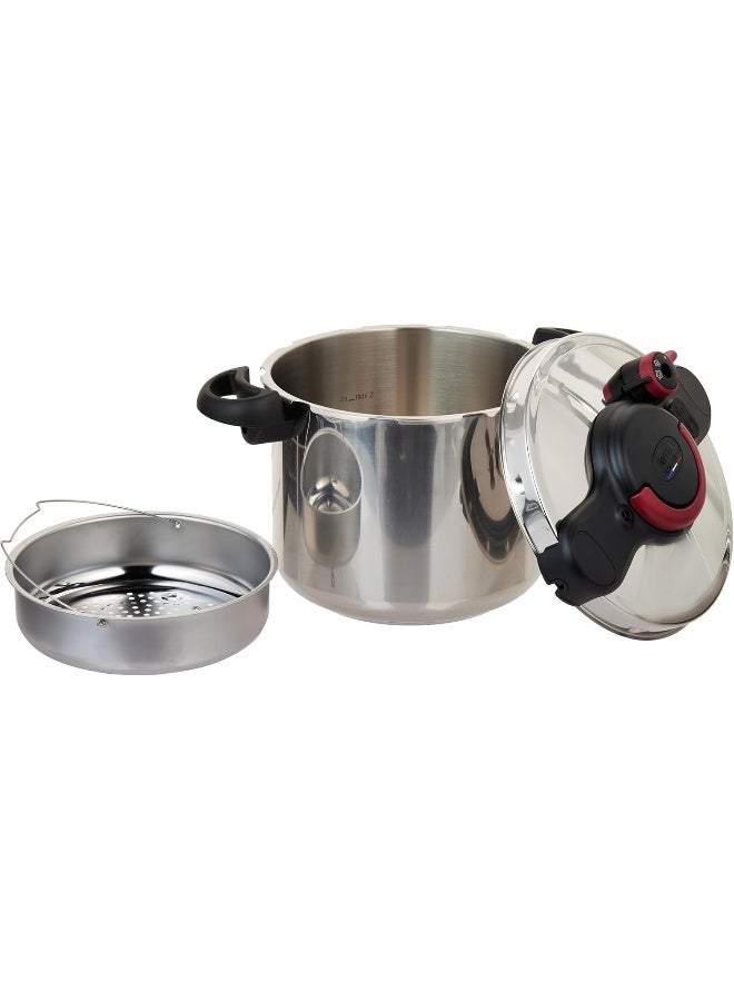 Tefal - TEFAL Pressure Cooker | ClipsoMinut’® Easy 9 L | Stainless Steel Pressure Cooker | All Stovetops | Fast | Healthy Cooking | Safe | 2 Years Warranty | P4624966 Black and Silver 9.0Liters - Image 1