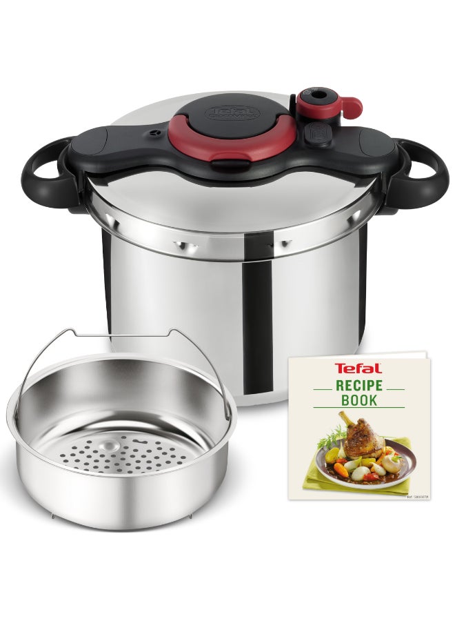 تيفال TEFAL قدر ضغط | ClipsoMinut’® Easy 9 لتر | قدر ضغط فولاذي مقاوم للصدأ | جميع مواقد الطهي | طهي سريع | صحي | آمن | ضمان لمدة سنتين | P4624966 فضي 9.0لترات - Image 1